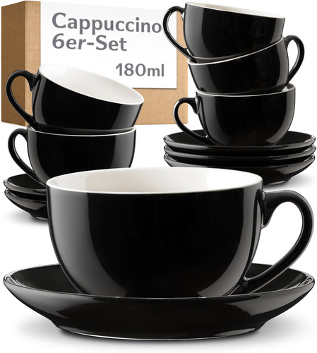 Cappuccinotassen schwarz - 6,