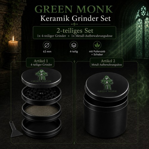 Green monk keramik grinder set - green,