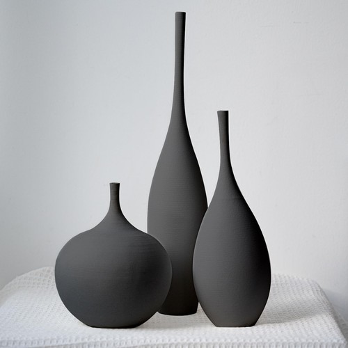 Keramik vasen 3er set - vasen, schwarz