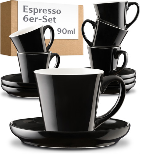Espressotassen set schwarz - 6,