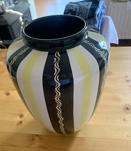 Keramikvase schwarz weiß gelb - keramikvase, schwarz/weiß/gelb