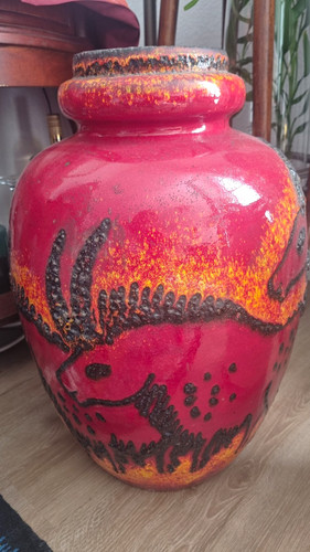 Keramikvase rot orange - keramikvase, rot-orange/schwarz